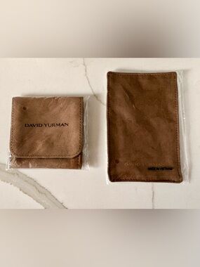 David Yurman Brown Suede Travel Accessory Pouches Set